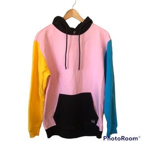 WXYZ Retro Y2K Color Block Hoodie Women’s Medium Sweatshirt Unisex 80s Throwback